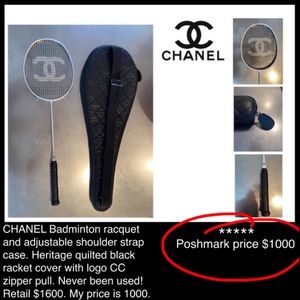 NEW Never been used: CHANEL logo racket and case.